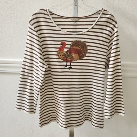 TURKEY KNIT TOP Serengeti striped embellished Striped Top size Medium - Picture 3 of 6